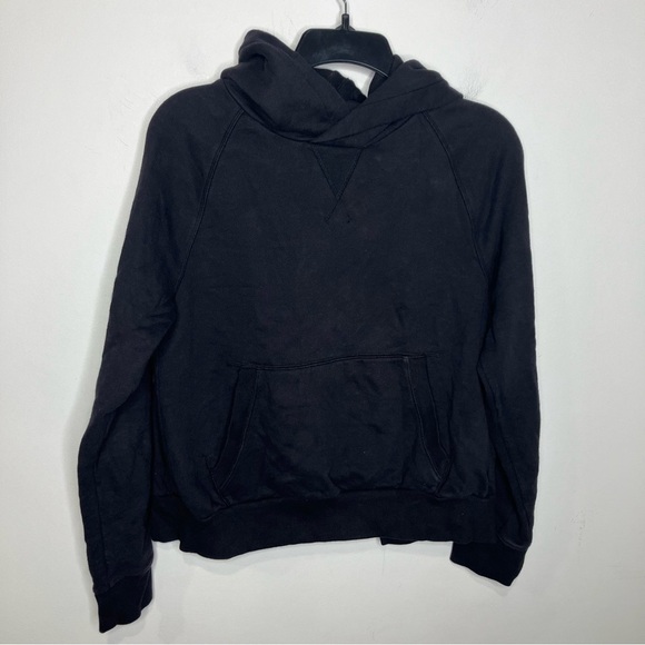 Athleta Moonrise slit back hoodie sweatshirt black womens size medium athleisure - Picture 1 of 9